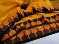 Tangail Tat Saree for Women All Season Cotton Fabric Traditional Elegant Style Without the Blouse Piece Available in Yellow Color.