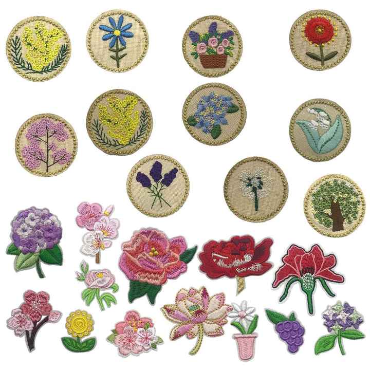 13%20PCS%20Iron%20on%20Patches%20Flower%20Appliques%20Stickers,%20Flower%20Basket%20Embroidery%20Decorative%20Patches%20Applique%20Sew%20on%20Patches%20-%20Image%204