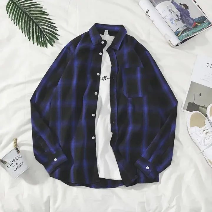 %E3%80%90Buy%20One%20Get%20One%20Free%E3%80%91Men's%20Shirt%20Korean%20Style%20Student%20Trendy%20Loose%20Shirt%20Men's%20Spring%20Slim-Fitting%20Plaid%20-%20Image%202