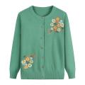 Middle-aged and Elderly Women's Sweaters Knit Cardigan Spring Autumn Thin Single-breasted Long Sleeve Sweater Coat Female Tops. 