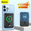 Baseus Magsafe 10000mAh Magnetic Wireless Fast Charge Power Bank for iPhone 15/14/13/12 Series, Black.