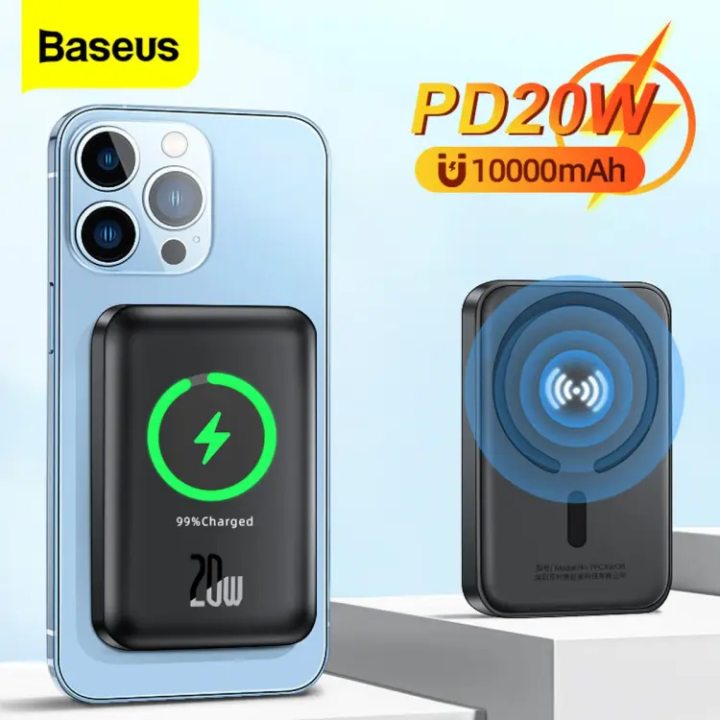Baseus Magsafe 10000mAh Magnetic Wireless Fast Charge Power Bank for iPhone 15/14/13/12 Series, Black