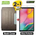 Samsung Galaxy Tab A.8 2019 (T295) Luxury Horizontal Flip Book Cover (Gold) + Tempered Glass Protector for Samsung Galaxy Tab A.8 2019 (T295) (2in 1 Combo). 