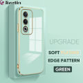 Jizetin (Free Lanyard) for OPPO A3 Pro 5G Back Cover Pure Color Luxury 6D Plating Case Side Pattern Soft Silicone Square Mobile Phone Cases.