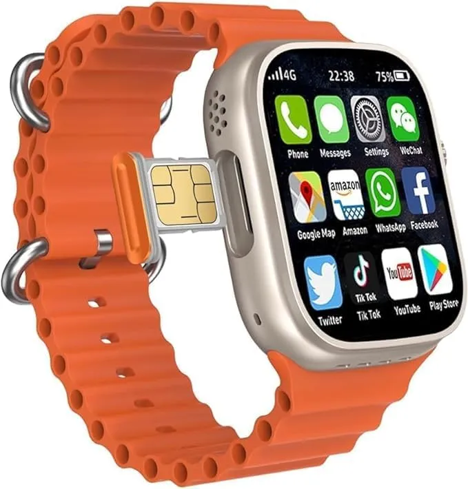 Modio Smart Watch with 4G, Android OS, 4GB RAM, and 64GB Storage (SIM support)4G 2.2 Inch HD Display 3 Pair Strap -Dubai