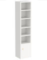 Bookcase - Inches Tall Gap Freestanding Storage Cabinet, 7 Lattices Open Shelves Tower Rack with Door, Cubes Bookshelf in White 72/16. 