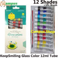 Keep Smiling Glass Colour Paints 12 colors 12ml Tube Pack for Glass Painting.