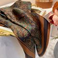 Flower Silk Square Scarf Women Satin Shawl Wrap Hijab Female Hair Band Wrist Luxury Headkerchief 70*70cm Echarpe 2024 Bandana. 