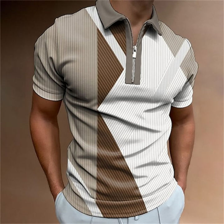 Men%20Polo%20Shirts%20Summer%20High%20Tops%20T-shirts%20Quality%20Casual%20Daily%20Short%20Sleeve%20Striped%20Mens%20Shirts%20Turn-Down%20Collar%20Zippers%20Tees%20-%20Image%202
