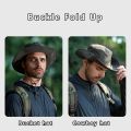 Men Bucket Hat Letter Embroidery Leather Label Cowboy Hat Waterproof Outdoor Hiking Fishing Cap Light 8cm Brim Anti-UV Sun Hat.