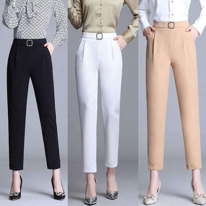 White%20Pants%20Women%20Elastic%20High-waisted%20Haren%20Pants%20Fashion%20Wild%20Professional%20Suit%20Pants%20Office%20Ladies%20Trousers%20Black%20Khaki%20Pants%20-%20Image%204