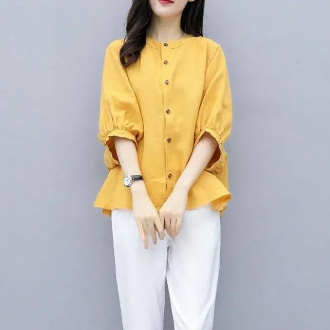 One-PieceSuit%20Women's%20Clothing%20Autumn%20Clothing%20Two-Piece%20Pants%20Cotton%20and%20Linen%20Loose%20Top%20Cropped%20Pants%20Casual%20Fashion%20Set%20-%20Image%202
