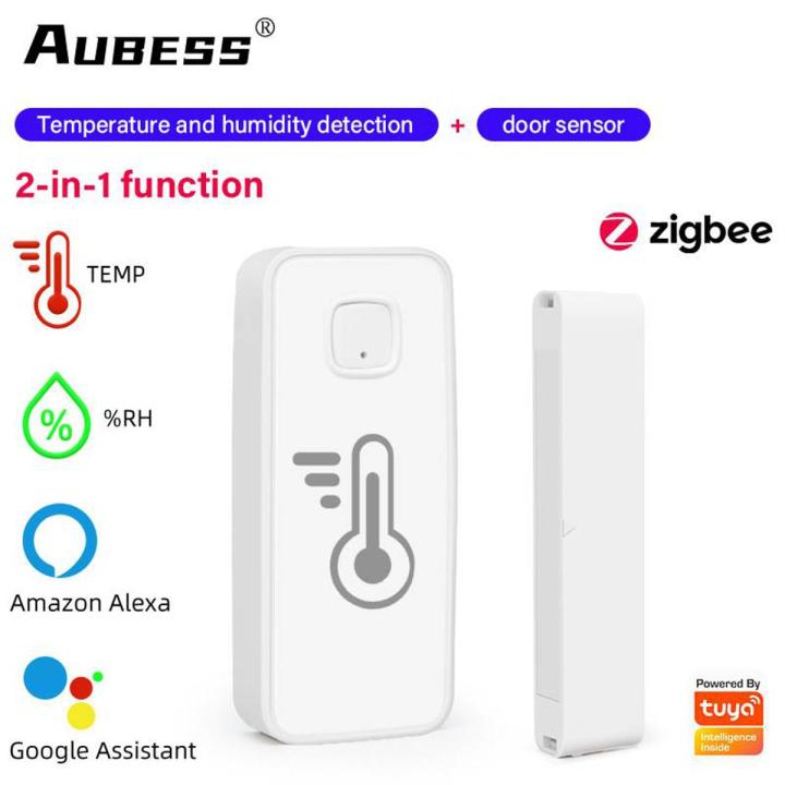 Aubess Tuya Smart Zigbee Temperature Humidity Sensor Controller Meter Indoor Hygrometer Thermometer Work With Alexa Google Smart Life with nice material