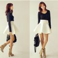 Cute Mini Skirts New Female Clothes Hot Women Korean Preppy Style Autumn Basic High Waist Black A Line Mini Skirt s.