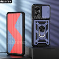 For OPPO A18 Phone case Ring Shell with Slide Armor Camshield Cover Camera Protection PC Ring Back Case for OPPO A18 4G Cover Casing HP. 
