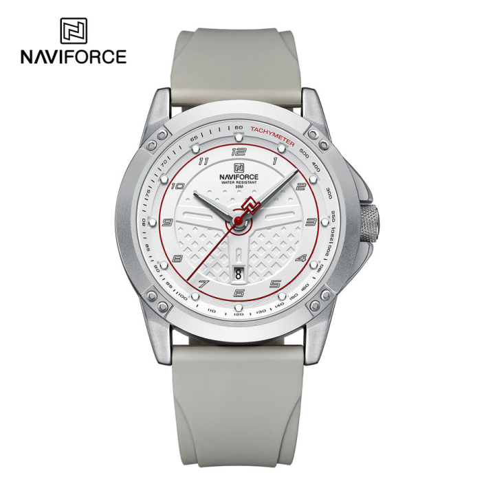 NAVIFORCE%208031%20Silver-White%20Sport%20Quartz%20watch%20for%20men%20Silicone%20strap%20with%20Date%20Alloy%20Case%20wristwatch%20-Silver&White%20-%20Image%202