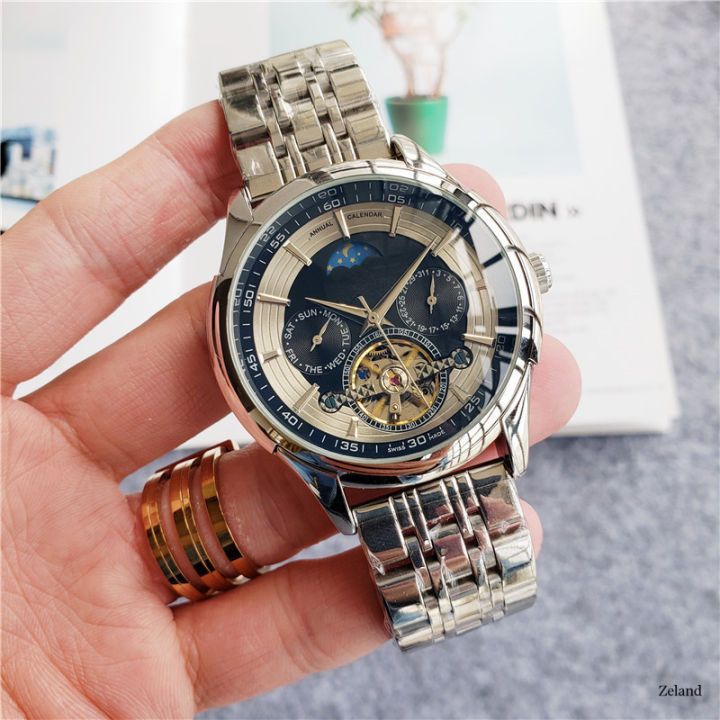 2023 Foreign Trade Men's Commodity Machinery Automatic Calendar 6 Needle Steel Watch Factory Wholesale Cross-Border One Piece Dropshipping