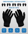 REUSABLE COTTON HAND GLOVES BLACK. 