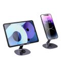 Foldable rotating metal mobile phone stand - Black.
