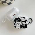 For Airpods Pro 2 Wavy Earphone Case Cartoon Cute Black White Line Stripe Cat Silicone Shell For Airpods 1 3 Transparent Headset BruberryBe.