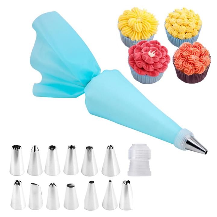 GC 16 Pcs 430 Stainless Steel+PP+TPU Reusable Piping Bag Set With