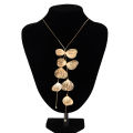 Lacteo Fashion Gold Color Leaf Shape Petals Charm Long Necklace for Women Choker Chest Chain Ladies Party Jewelry Collar Gifts.