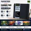 PaperTree Canvas Pad Black Cover Spiral Bound 5×5 Inch 20 Sheets for Painting & Artwork. 