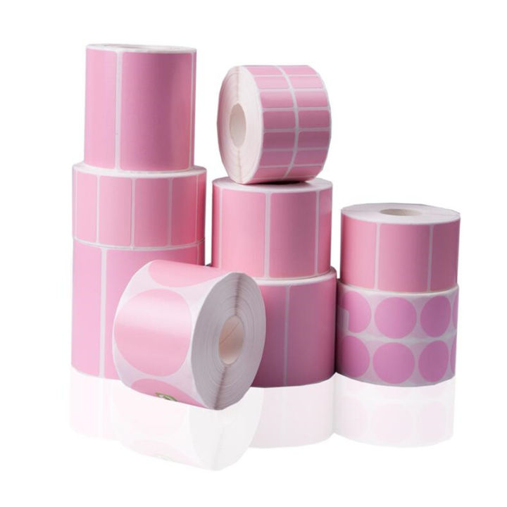 Pink Thermal Label Roll, Color Round Stickers,Packing Seal Label Sticker Circle Thermal Sticker Label Self-Adhesive Round Direct