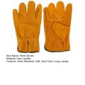 1 Pair Gardening Welding Safety Gloves Faux Leather Garden Non-slip Work Gloves Keep Warm Soft Outdoor Worker Full Finger Gloves.
