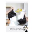 Wig boy short straight hair Korean version fluffy handsome oblique bangs students retro simulation high temperature hair natural realistic hair set. 