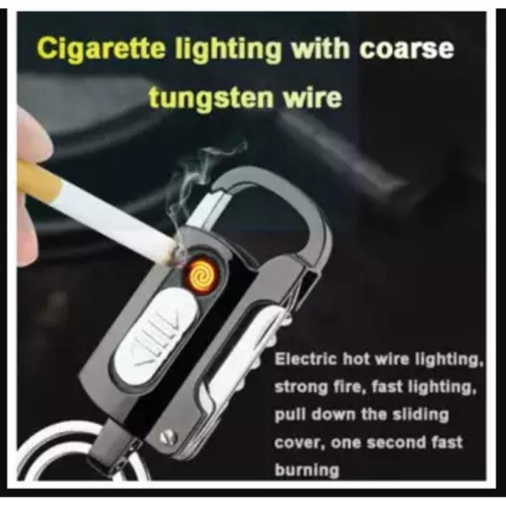 Portable Metal Keychain Bottle Opener Lighter Multi-function Key Ring Outdoor Waterproof Tool