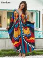 Fashions Plus Size Kaftan Dresses for Women Print Beach Bikini Swimsuit Caftan mumu Dress Batwing Sleeve Cover Up. 