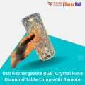 Usb Rechargeable RGB Crystal Rose Diamond Table Lamp Acrylic Table Lamp for Living Room Bedroom with Remote. 