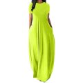 S-5XL 11Colors Oversize O-Neck Pockets Long Dress Casual Solid Short Sleeve High Waist Women Summer Party Daily Travel Maxi Wear. 