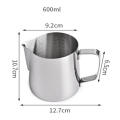 350ml/600ml/900ml Coffee Milk Frothing Jug Latte Art Milk Frother Pitcher Stainless Steel Measurement Jug Espresso Barista Tool Coffee Accessories.
