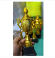Gold Color Cricket & Football 8 Inch Mini Trophy - Cricket mini trophy - Football mini trophy - Mini trophy. 