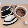 New Spliced Plush Fisherman Hat for Women Warmth Knitted Bucket Hat for Face Showing Small Wool Hat.