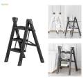 Folding Ladder Space Saving Non Slip Thickened Portable Black Sturdy Stepladder for Three layers.