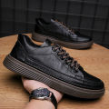 Men's Shoes Spring 2024 New Black Shoes Work Shoes Trendy Versatile Leather Shoes Men's Lightweight Athleisure Shoes.