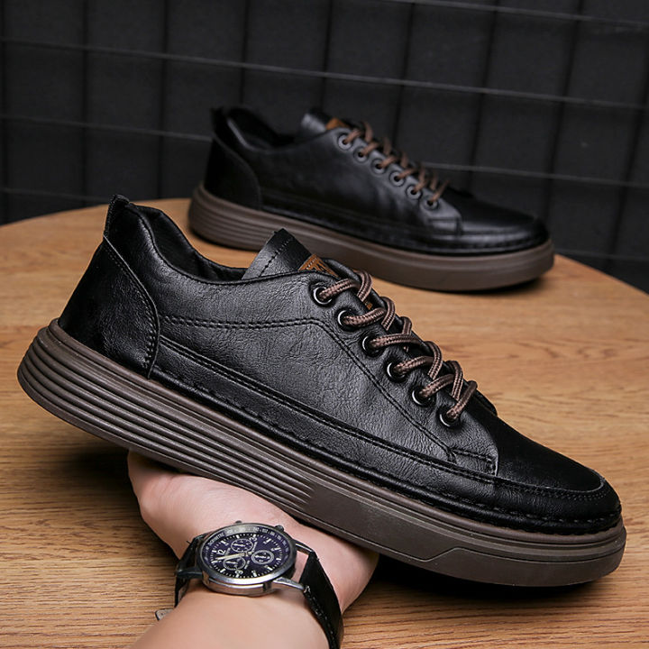 Men's Shoes Spring 2024 New Black Shoes Work Shoes Trendy Versatile Leather Shoes Men's Lightweight Athleisure Shoes