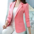 Women Blazer Office Lady 2022 Elegant Slim Notched Women Blazers and Jackets Button Long Sleeve Solid Work Female Blue Suit Coat.