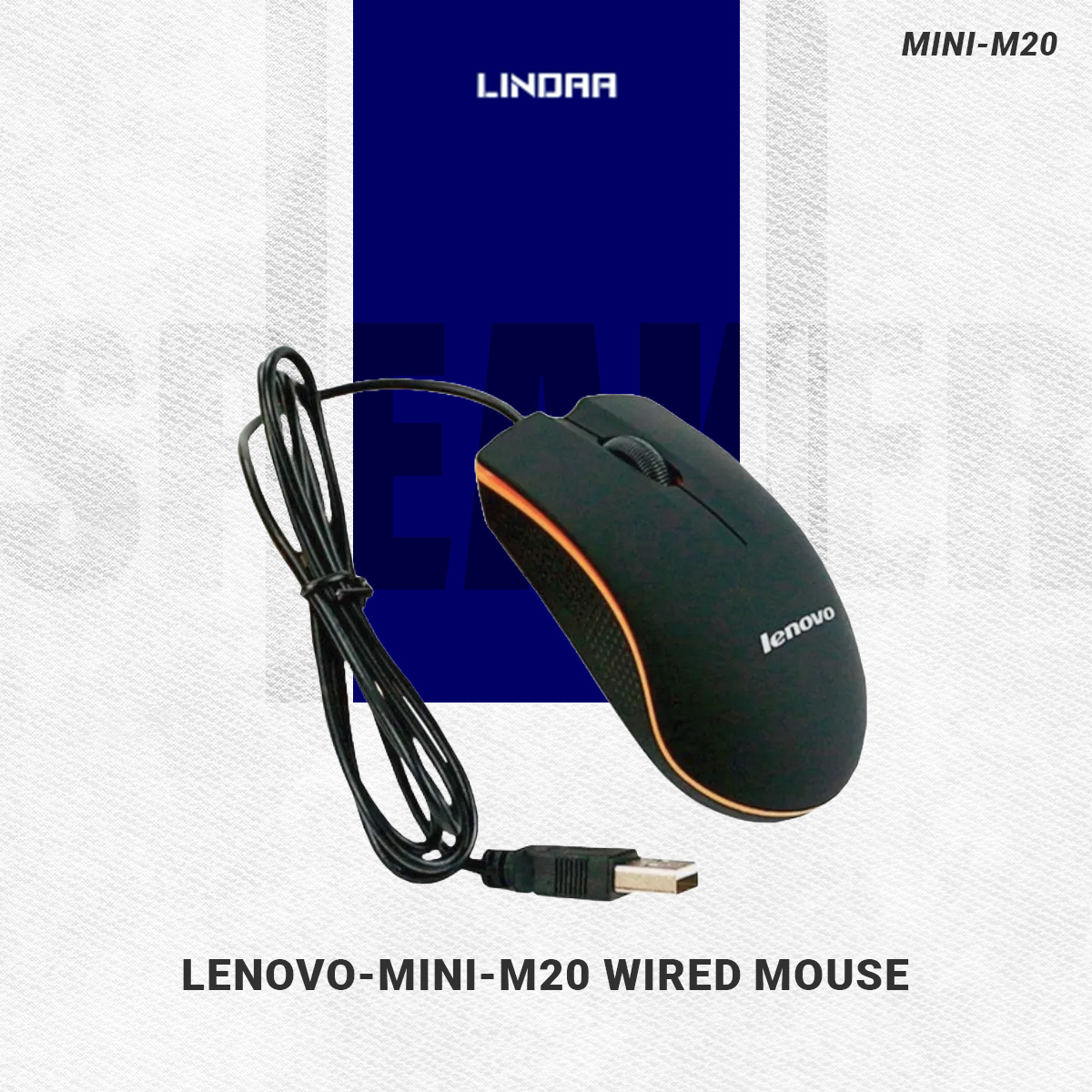 Lenovo-Mini-M20 Wired Mouse 1200Dpi Optical Usb 2.0 - Pro Gaming Mouse Optical Mice Frosted Surface For Computer Pc & Laptop