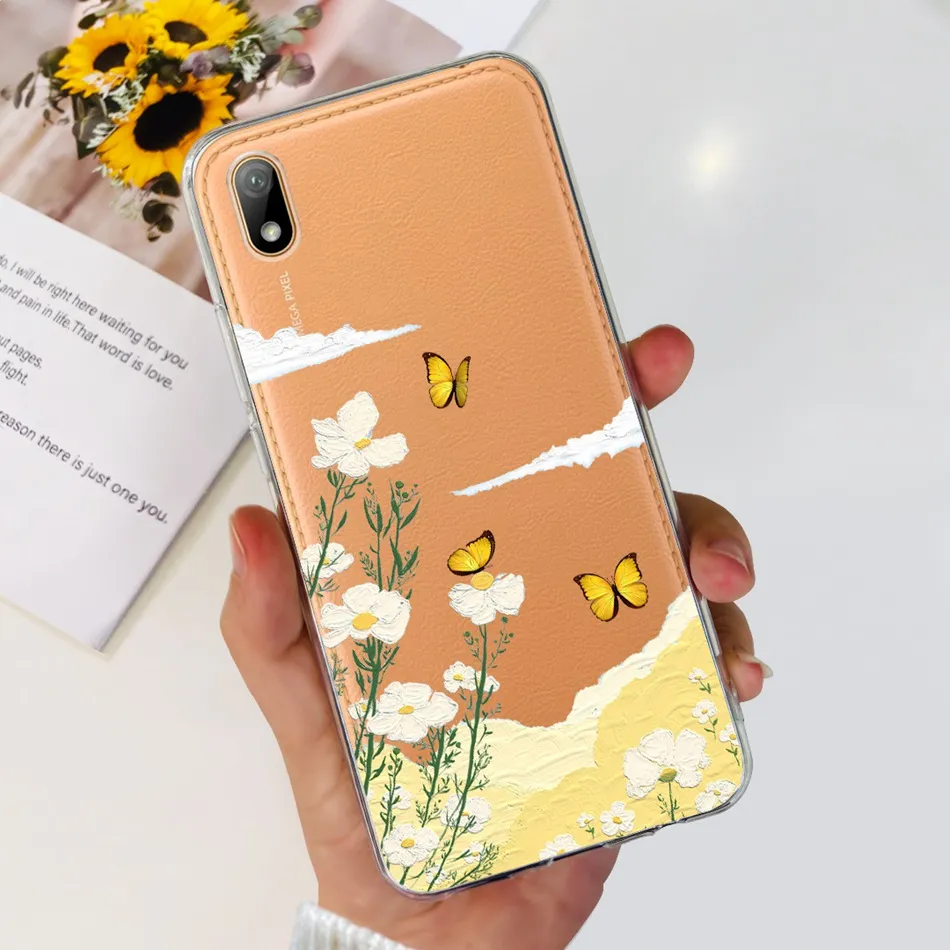 Custodia In Pelle PU Per Huawei Y5 2019 / Honor 8S – Flip Cover Con Portafoglio E Supporto – Giallo Retro