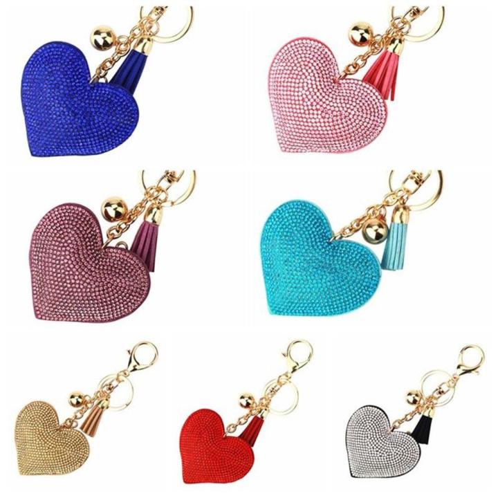 Heart Keychain Decorative 14.5cm Heart-Shaped Keyring Pendant Alloy Sparkling Keychain for Accessorizing Personalization Women's Accessory Valentine's Gift Bag Decoration