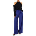 Women Casual Suit Pants Solid Color Loose Stretch High Waist Wide Leg Trousers for Home Office.