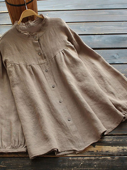 Ladies%20Chemise%20tops%20%20Cotton%20And%20Linen%20Whistles%20Top%20Plus%20Size%20Blouse%20Women's%20linen%20blouse%20-%20Image%205