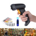 2.4G Wireless Handheld Barcode Scanner Bar Code Reader with Receiver USB Cable for Supermarket Library Express Company Retail Store Warehouse.