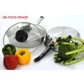 SKB SuS304 Food-grade Stainless Steel "Frying Pan with Glass Lid".