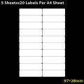 5 Sheets Writable A4 Labels Self Adhesive Sticky Package Label For Inkjet/Laser Printer Splitting Paper School Office Stationery. 