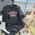Washed Old Cotton Short Sleeve Breathable Trendy Cool Printing T T-shirt Women's Summer New Casual Loose Half Sleeve Top Clothes. 